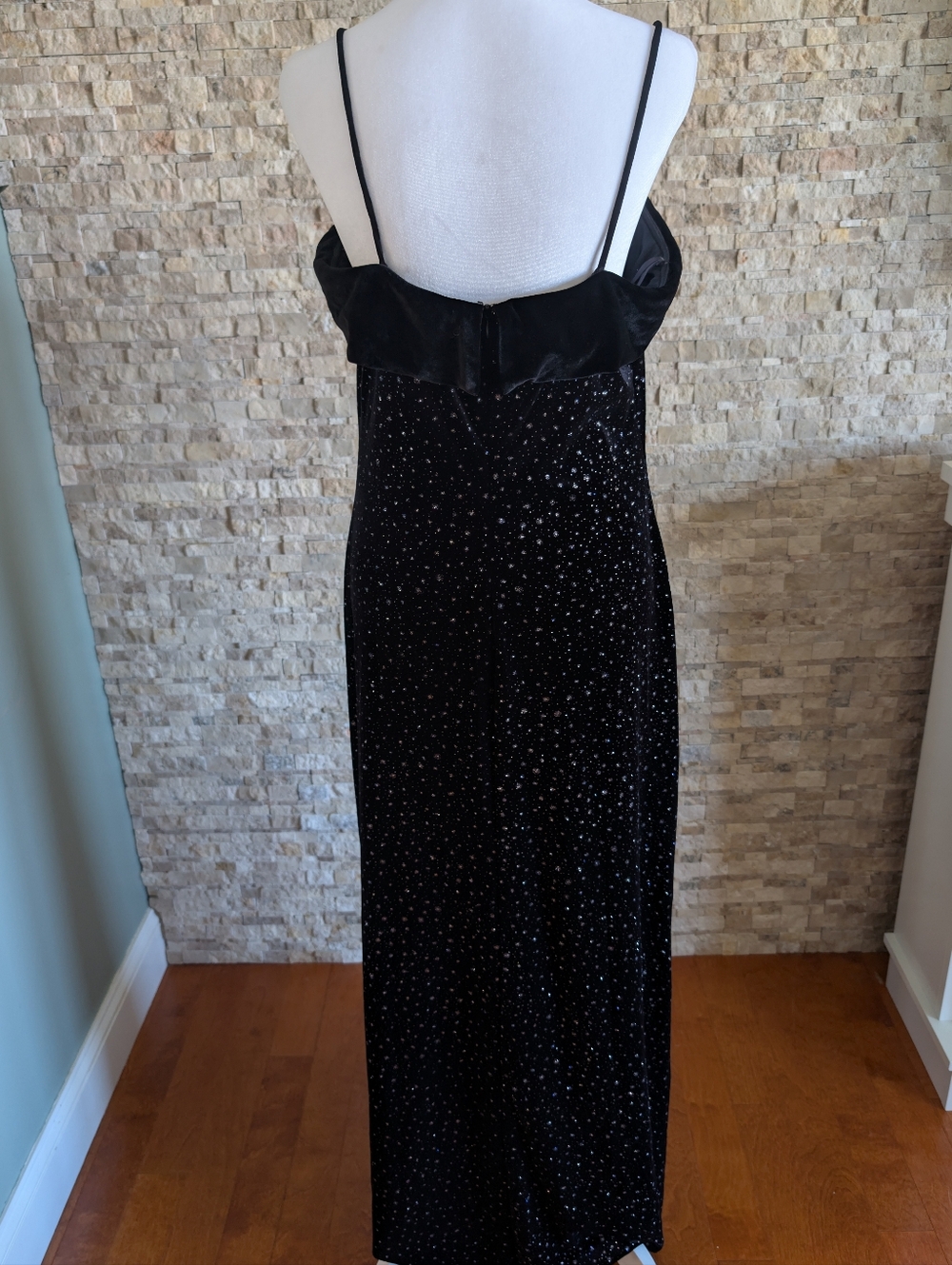 Vintage 90s Alex Evenings Velvet Constellation Sparkle Formal Gown USA Glam 14 - Picture 5 of 14